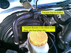 Vacuum line location for brake booster