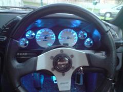 White gauge faces with blue led's